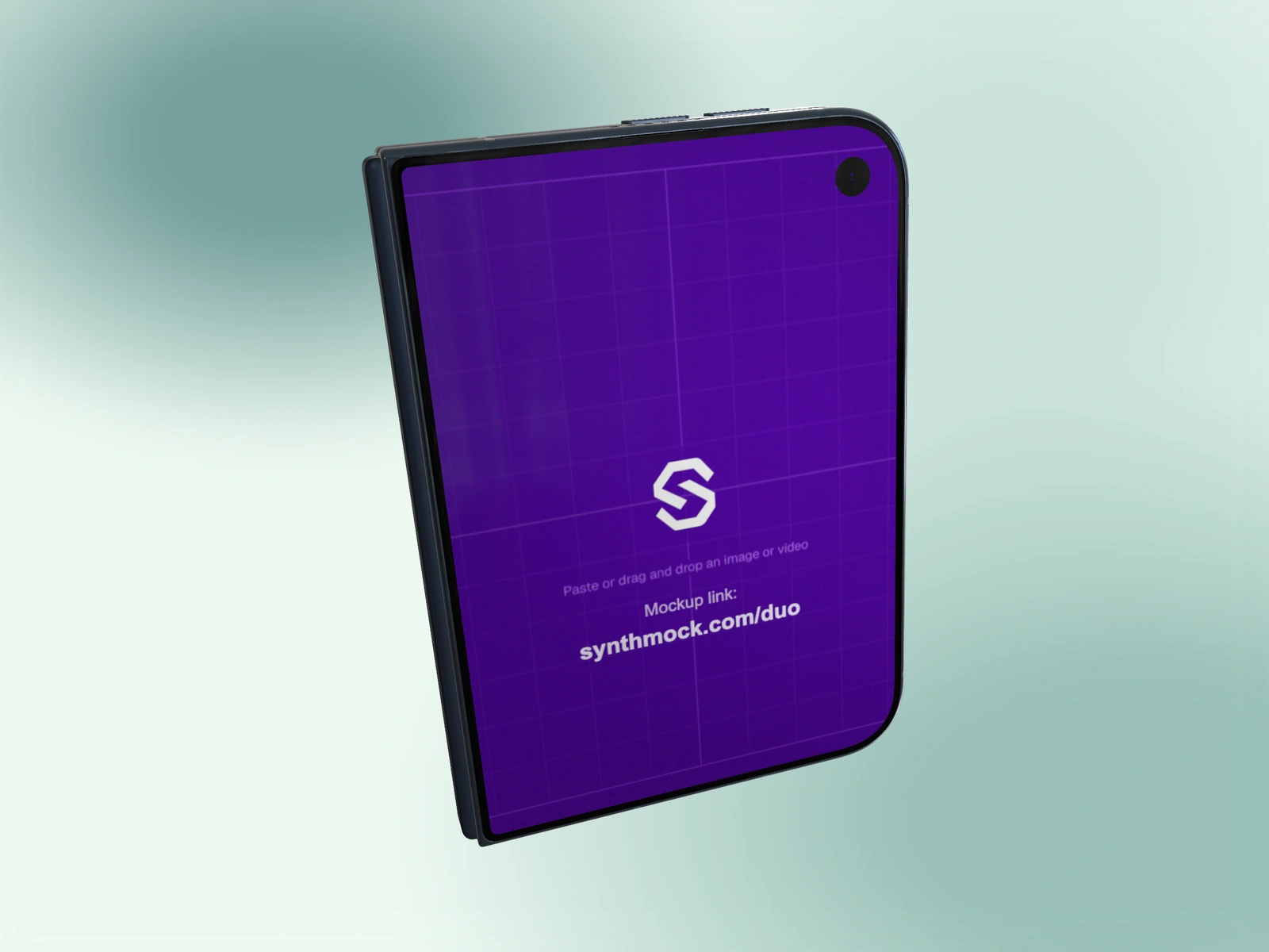 Closed Night Sky iPhone Duo with purple cover artwork against a mint gradient